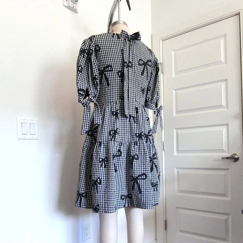 Lazy Oaf All Bows Gingham Babydoll Dress | UK 12 / US 8 - Picture 2 of 8